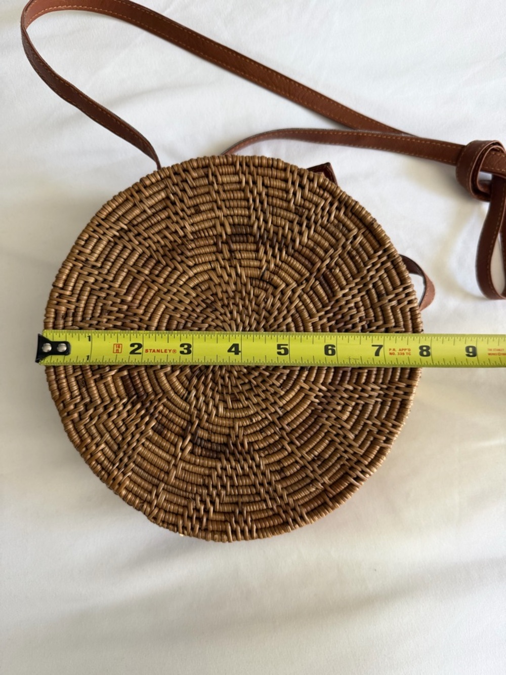 Free People Hartwood House "Sol" Woven Round Straw Camel Brown Crossbody Bag - Picture 12 of 12
